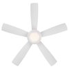 Wac 5-Blade Smart Flush Mount Ceiling Fan 52" Matte White w/3000K LED Light Kit and Remote Control F-035
